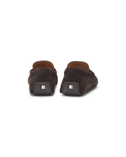 Boss White Suede Moccasins With Penny Trim for men