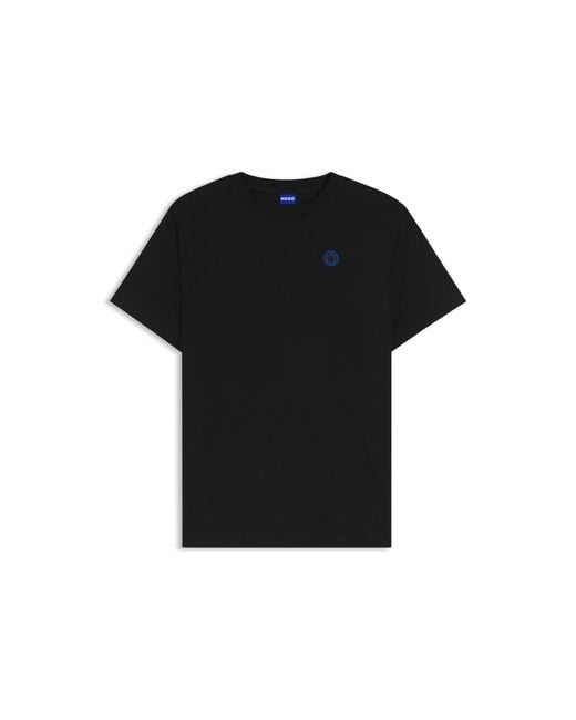 HUGO Black Cotton-Jersey T-Shirt With Happy Logo