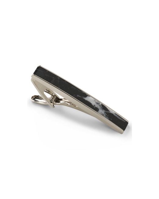Boss Black Brass Tie Clip With Marble Insert for men