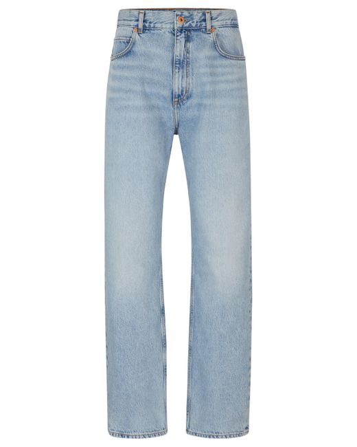HUGO Blue Baggy-fit Jeans In Heavyweight Cotton Denim for men