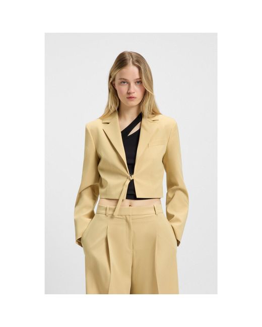 HUGO Natural Cropped Regular-Fit Blazer With Belt Closure