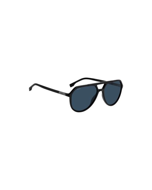 Boss Blue Acetate Sunglasses With Metallic Logo Insert for men