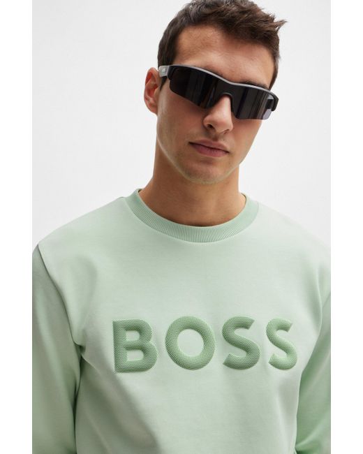 Boss Sweatshirt Van Een Katoenmix Met 3d-gevormd Logo in het Green voor heren