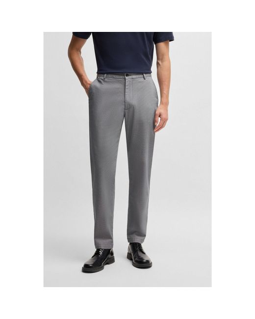 Boss Gray Regular-Fit Trousers for men