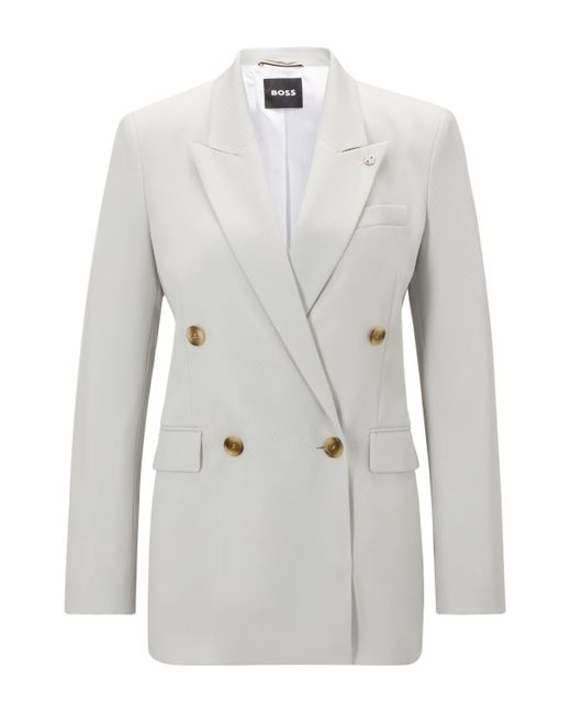 Boss White Regular-fit Jacket In A Heavyweight Wool Blend