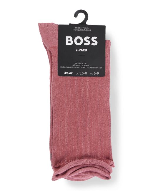 Boss Pink Two-pack Of Short-length Socks In Stretch Yarns