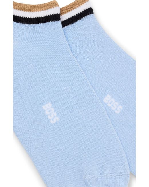 Boss Zweier-Pack knöchellange Socken mit Signature-Streifen in Blue für Herren