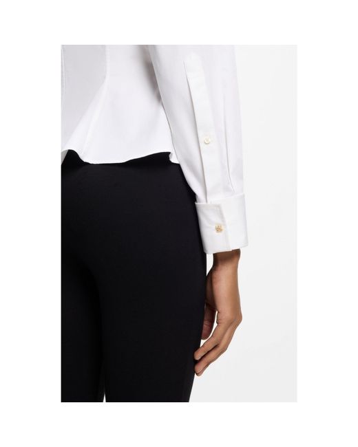 HUGO White Relaxed-Fit Blouse With Peplum Hem