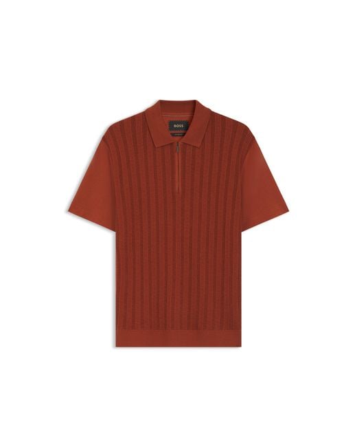 Boss Red Zip-Neck Polo Shirt for men