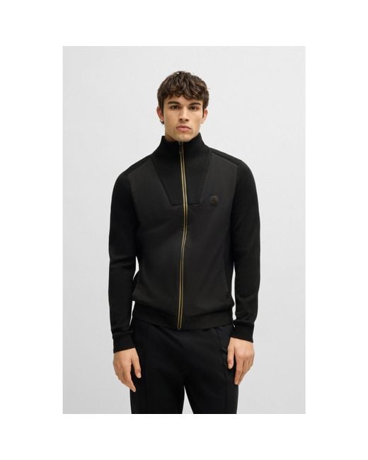 Boss Black Knitted Jacket With Double B Monogram for men