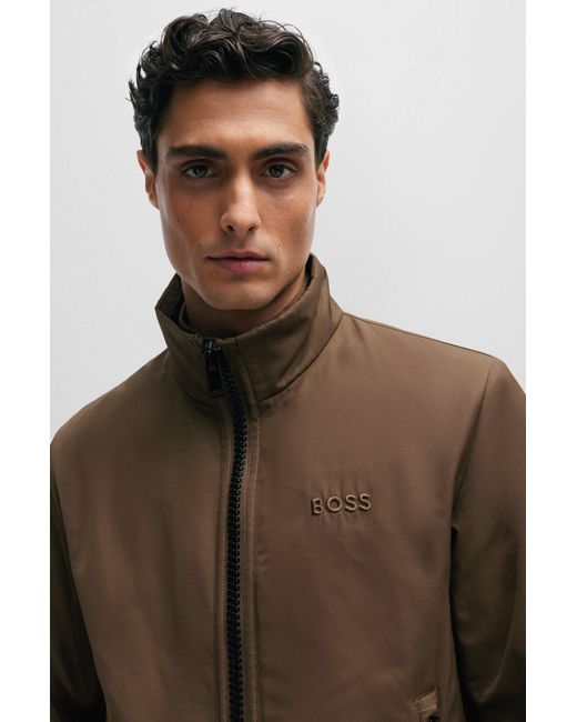 Boss Brown Regular-fit Jacket With Logo Detail for men