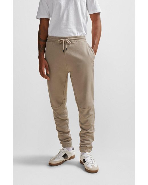 Boss Natural Cotton-terry Tracksuit Bottoms With Logo Detail for men