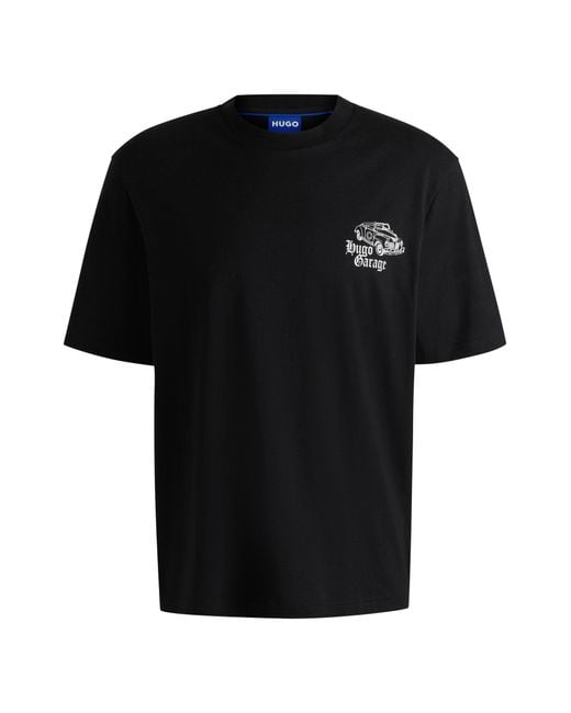 HUGO T-Shirt Aus Baumwoll-Jersey Mit Grafischem Auto-Print in Black für Herren