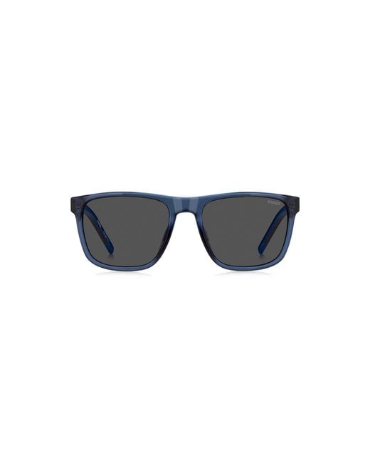 HUGO Blue Transparent- Sunglasses With Patterned Temples for men