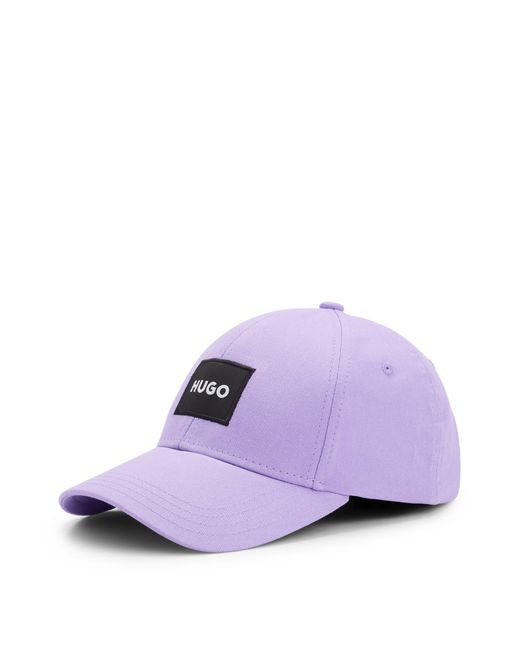 HUGO Purple Cotton-twill Cap With Logo Label