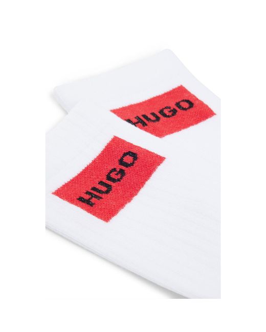 HUGO White Two-Pack Of Short Socks With Logo Labels for men