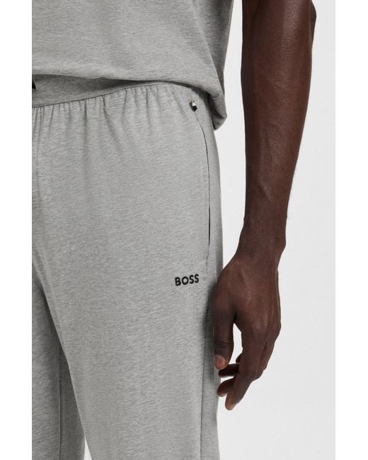 Boss Jogginghose Aus Stretch-Baumwolle Mit Logo-Stickerei in Gray für Herren