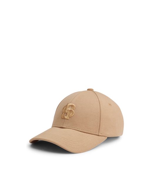 Boss Natural Cotton-Blend Cap With Embroidered Double Monogram