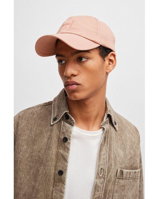 Boss Pink Cotton-twill Cap With Tonal Logo Patch for men