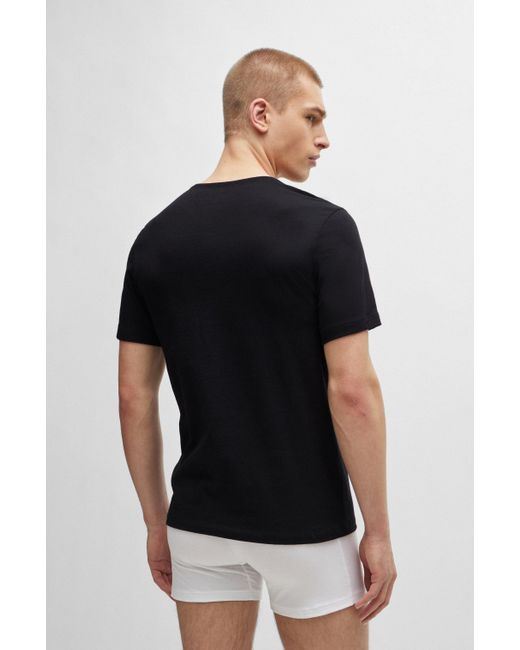 Boss Dreier-Pack T-Shirts aus Baumwolle mit Logo-Stickerei in Black für Herren