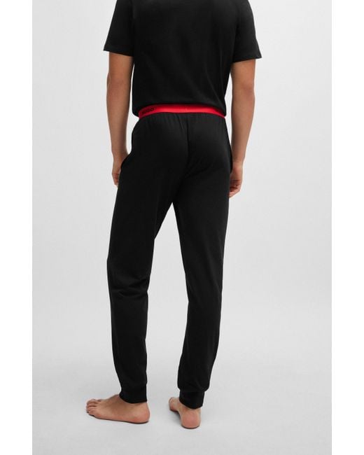 Bas de pyjama en coton stretch avec taille logotée HUGO pour homme en coloris Black