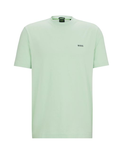 Boss Green Stretch-cotton Regular-fit T-shirt With Contrast Logo for men