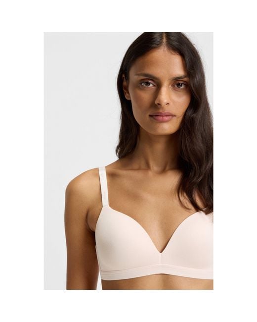 Boss Brown Stretch-Jersey Underwire Bra With Logo Straps