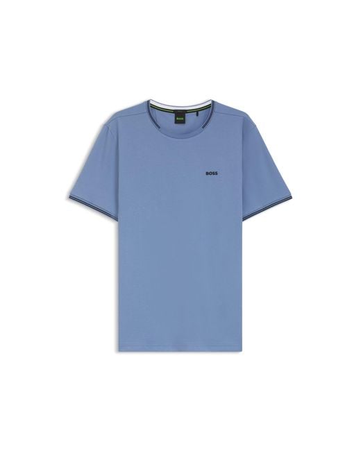 Boss Blue Cotton-Piqué T-Shirt for men