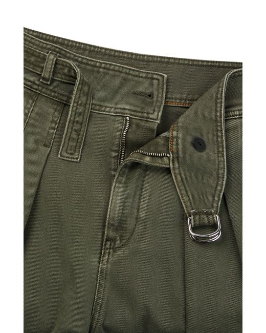 Pantalon Relaxed Fit en twill de coton avec plis sur le devant Boss en coloris Green