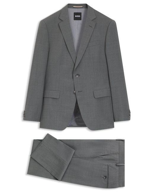 Boss Slim-Fit Pak Van Scheerwol Met Microdessin in het Gray voor heren