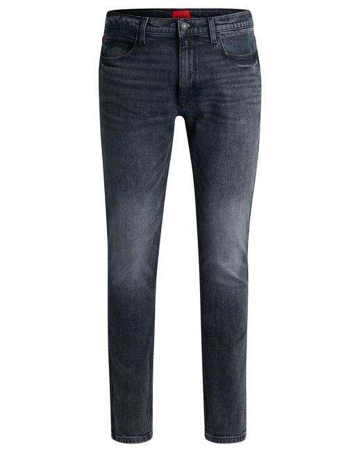 HUGO Extra-slim-fit Jeans In Dark-blue Stretch Denim for men