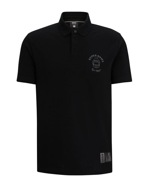 Boss Black X Nfl Cotton Polo Shirt With Metallic Print for men