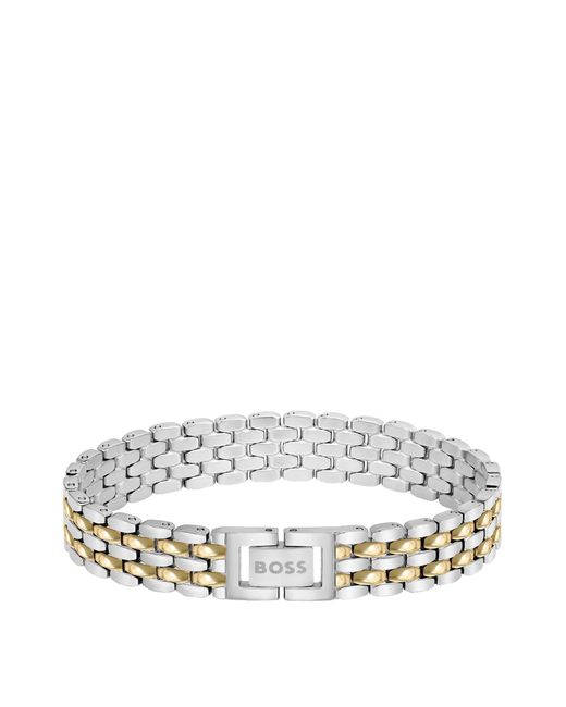 Boss White Multi-link Bracelet With Two-tone Design