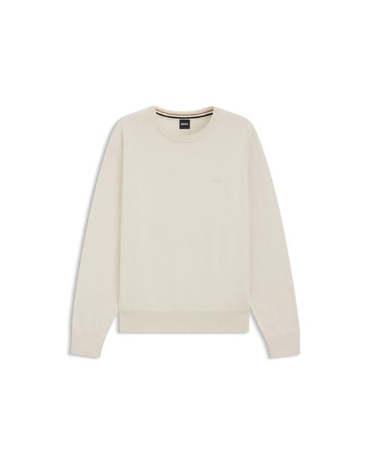 Boss Natural Cotton Sweater With Embroidered Logo for men