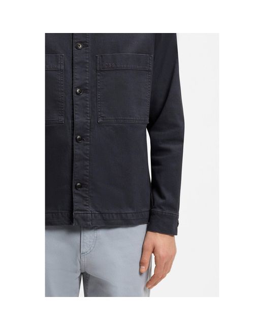 Boss Black Regular-Fit Stretch-Cotton Denim Shirt for men