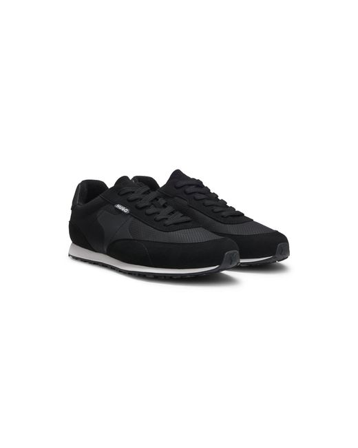 HUGO Black Ripstop Lace-Up Trainers With Eva-Rubber Sole for men