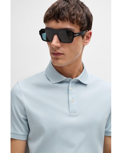 Boss Blue Regular-fit Polo Shirt In Mercerised Italian Cotton for men