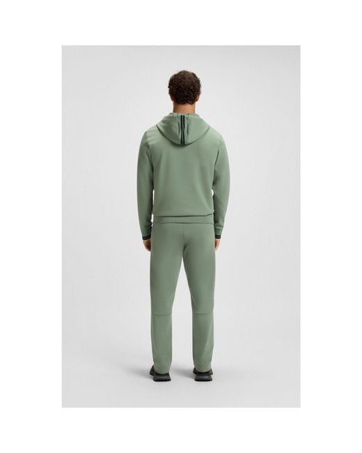Boss Green Cotton-Blend Zip-Up Hoodie With Stripe Details for men