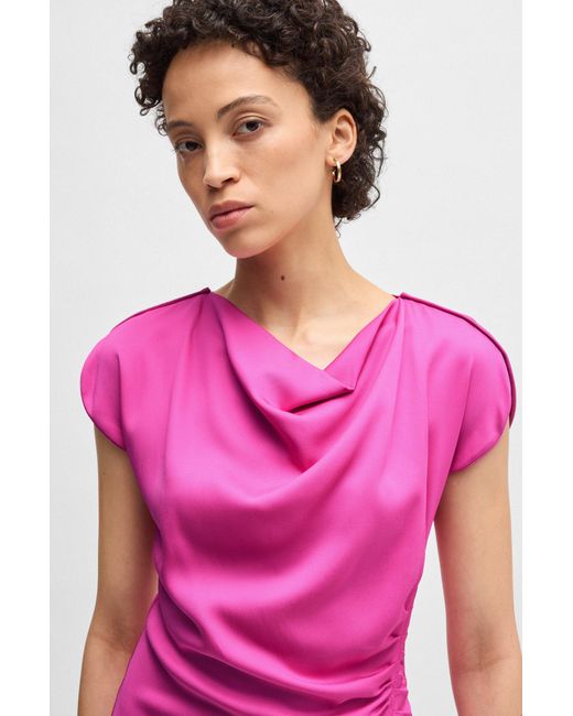 Boss Jurk Met Gedrapeerde Halslijn En Plooitjes in het Pink