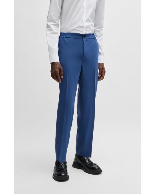 HUGO Blue Slim-fit Trousers In Performance-stretch Cloth for men