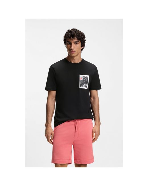 Boss Black Cotton-Jersey T-Shirt With Graphic Print for men