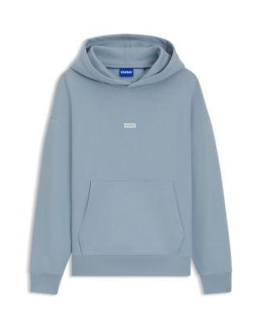 Sweat À Capuche Loose En Molleton De Coton Avec Détails Logotés HUGO pour homme en coloris Blue