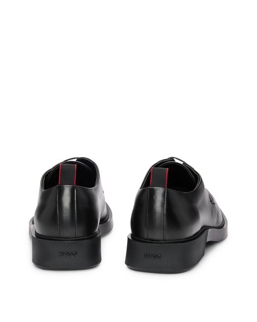 Chaussures derby en cuir nappa à logo HUGO pour homme en coloris Black
