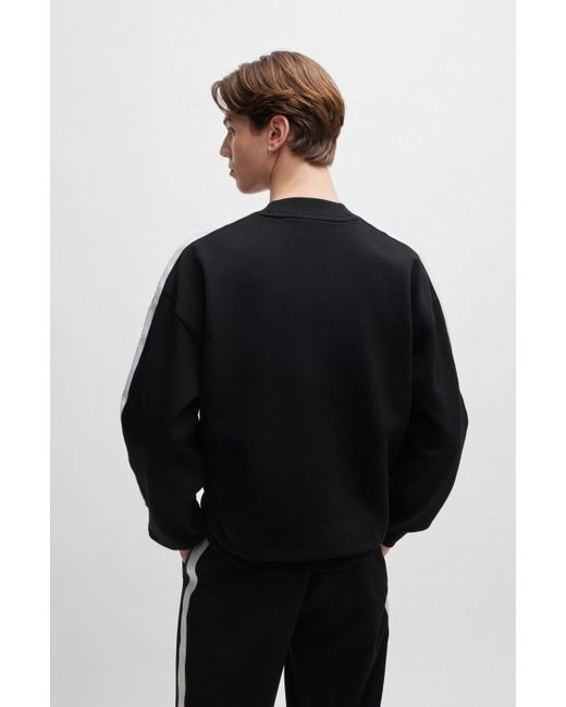 HUGO Sweater Van Katoenen Badstof Met Logopatch En Banddecoraties in het Black voor heren