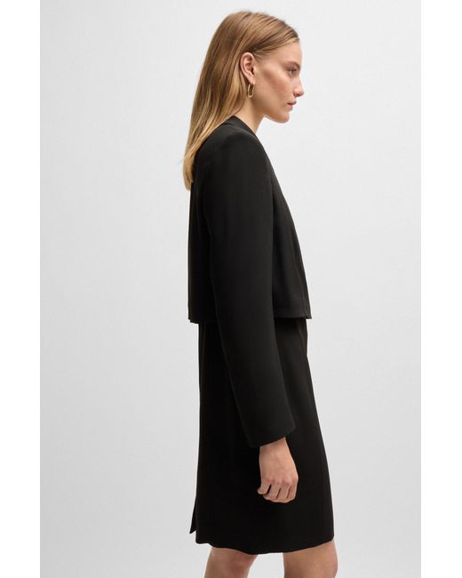 Boss Black Tailored Dress In Matte Fabric