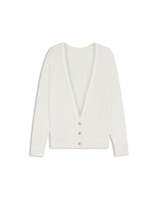 Boss Natural Knitted Cardigan With Rear Button Closure