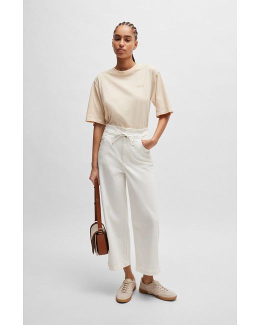 Boss White Relaxed-fit Trousers