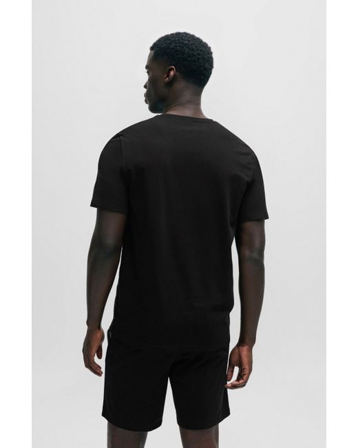 Boss Black Stretch-cotton Regular-fit T-shirt With Logo Detail for men