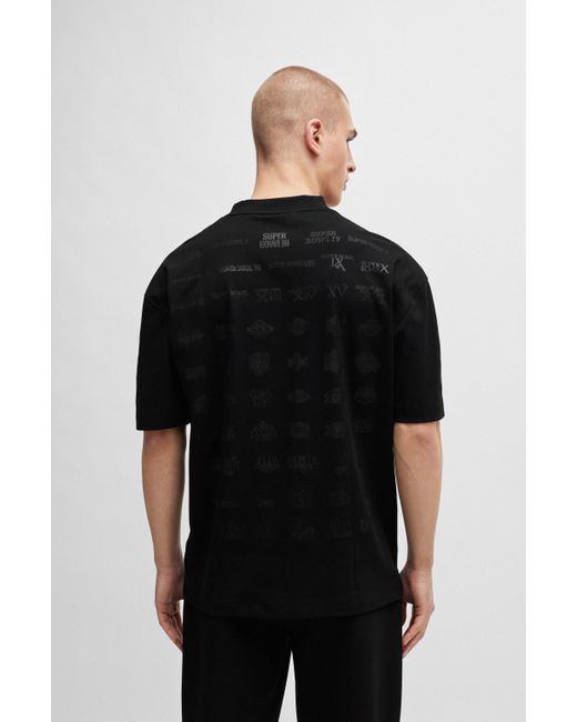 Boss X NFL T-Shirt aus Interlock-Baumwolle mit Artwork-Print in Black für Herren