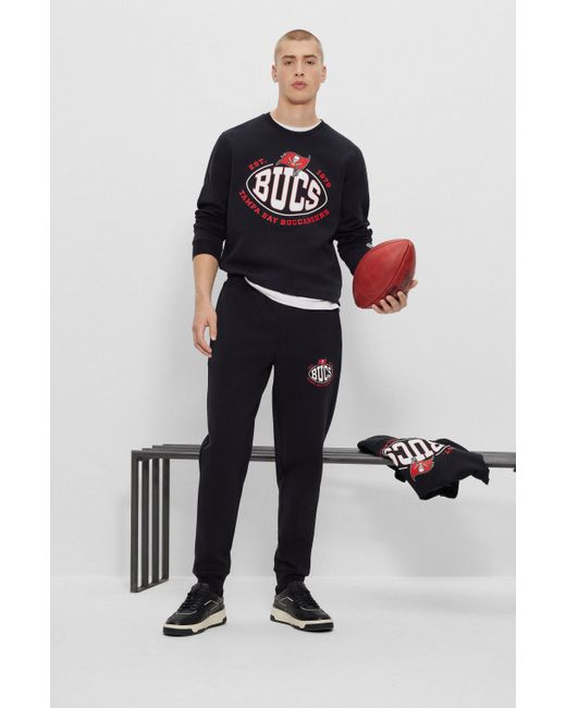 Boss x NFL Cotton-Blend Tracksuit Bottoms with Collaborative branding- 49ers | Men's Jogging Pants Size XL